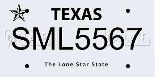 SML5567 Texas License Plate