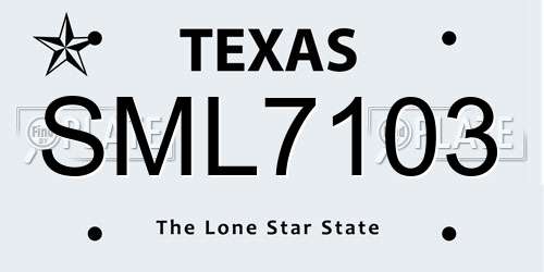 SML7103 Texas License Plate