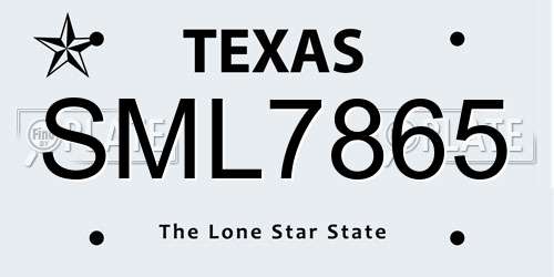 SML7865 Texas License Plate