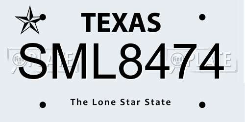 SML8474 Texas License Plate
