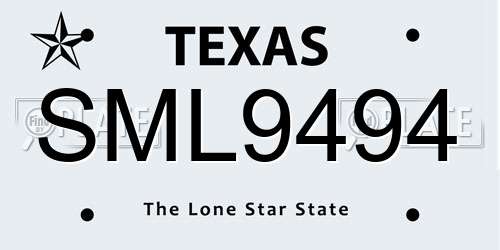 SML9494 Texas License Plate