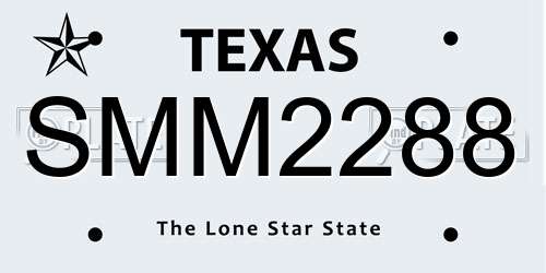 SMM2288 Texas License Plate