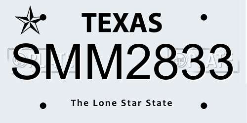 SMM2833 Texas License Plate