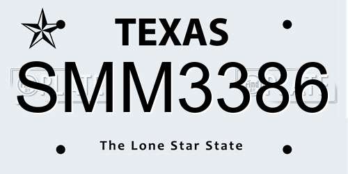 SMM3386 Texas License Plate