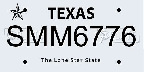 SMM6776 Texas License Plate
