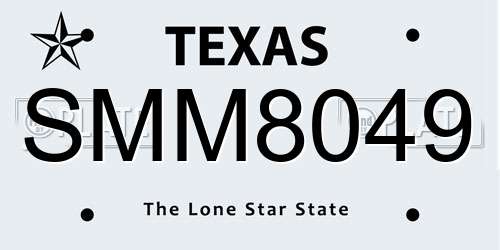 SMM8049 Texas License Plate
