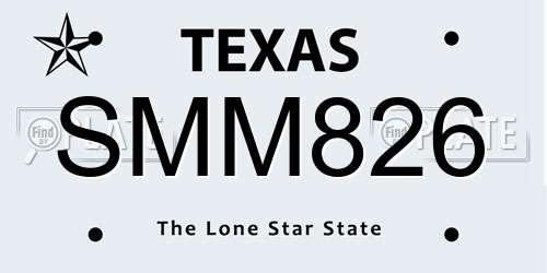 SMM826 Texas License Plate