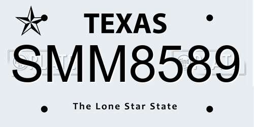SMM8589 Texas License Plate