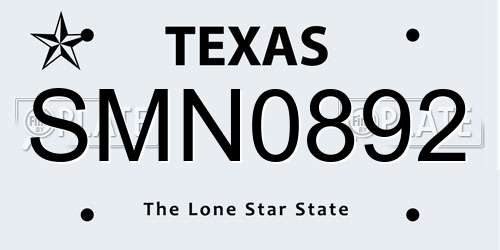 SMN0892 Texas License Plate