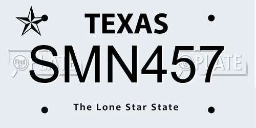 SMN457 Texas License Plate