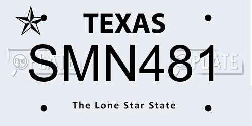 SMN481 Texas License Plate