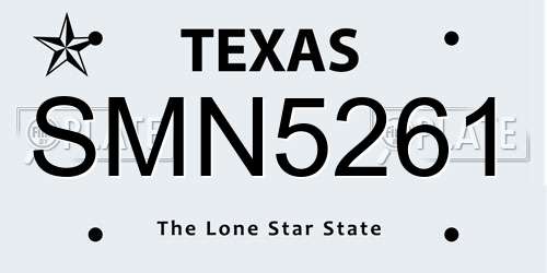 SMN5261 Texas License Plate