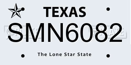 SMN6082 Texas License Plate
