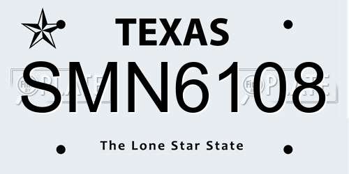 SMN6108 Texas License Plate