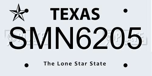 SMN6205 Texas License Plate