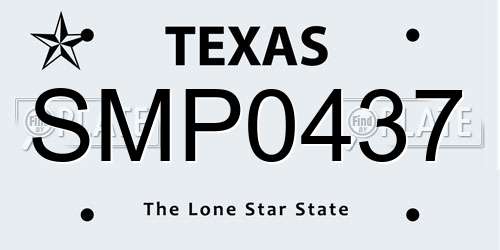 SMP0437 Texas License Plate