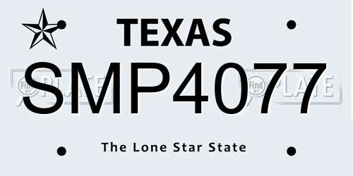 SMP4077 Texas License Plate