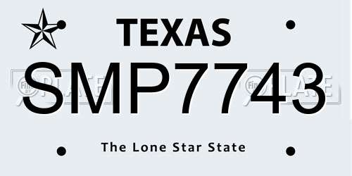 SMP7743 Texas License Plate
