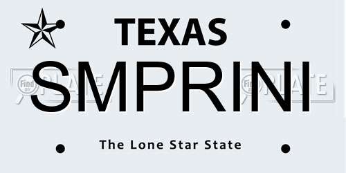 SMPRINI Texas License Plate