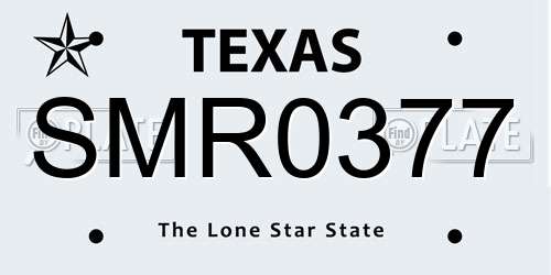 SMR0377 Texas License Plate