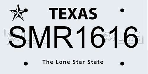 SMR1616 Texas License Plate