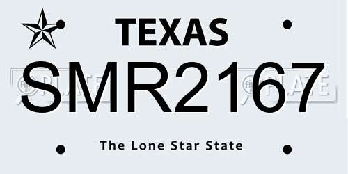 SMR2167 Texas License Plate