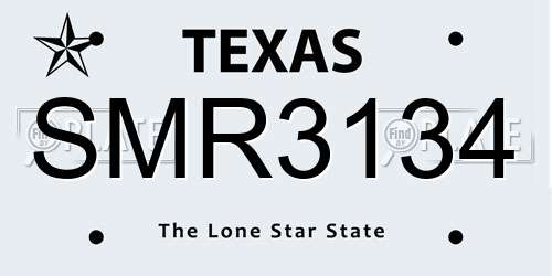 SMR3134 Texas License Plate