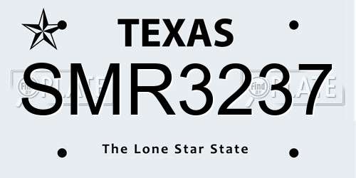 SMR3237 Texas License Plate