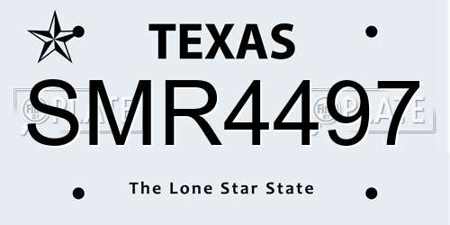 SMR4497 Texas License Plate