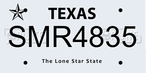 SMR4835 Texas License Plate