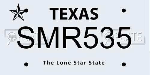 SMR535 Texas License Plate
