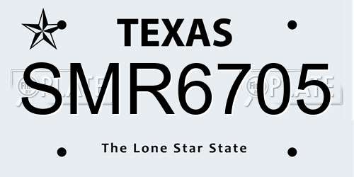SMR6705 Texas License Plate