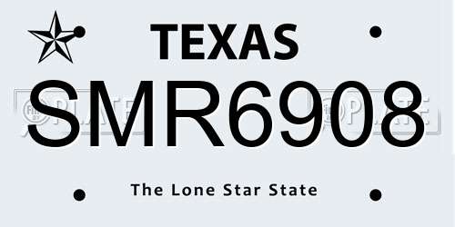 SMR6908 Texas License Plate
