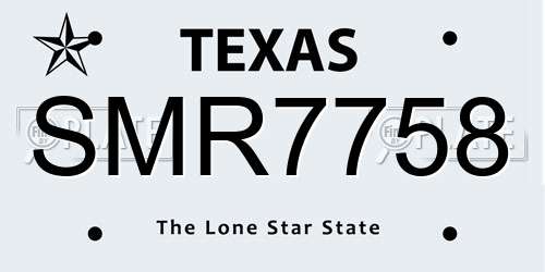 SMR7758 Texas License Plate
