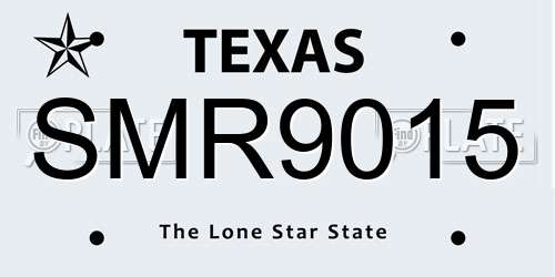 SMR9015 Texas License Plate