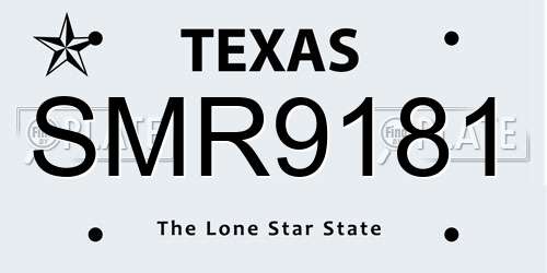 SMR9181 Texas License Plate