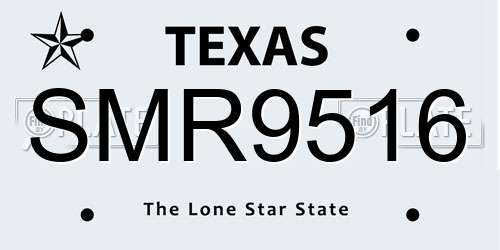 SMR9516 Texas License Plate