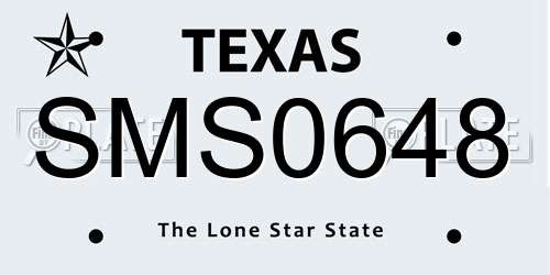 SMS0648 Texas License Plate
