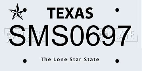 SMS0697 Texas License Plate