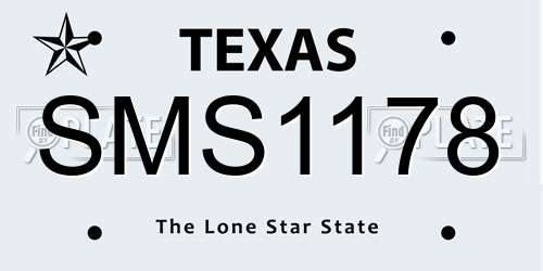 SMS1178 Texas License Plate