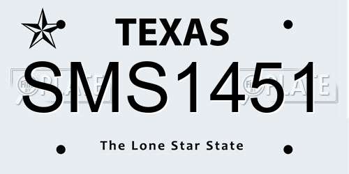 SMS1451 Texas License Plate