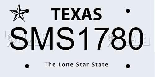 SMS1780 Texas License Plate