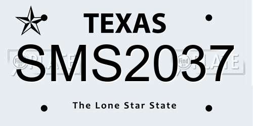 SMS2037 Texas License Plate