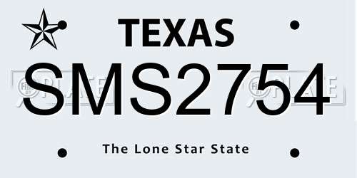 SMS2754 Texas License Plate