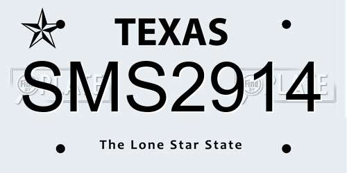 SMS2914 Texas License Plate