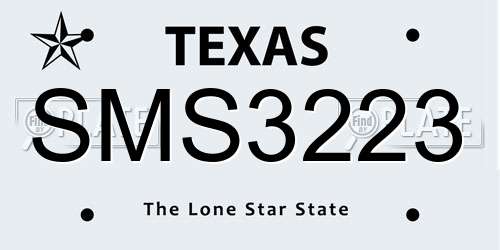 SMS3223 Texas License Plate