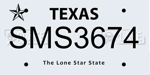 SMS3674 Texas License Plate