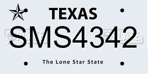 SMS4342 Texas License Plate