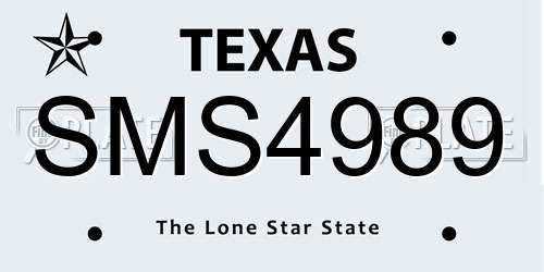 SMS4989 Texas License Plate