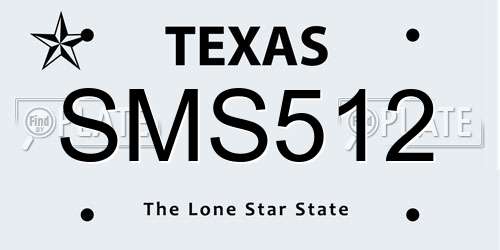 SMS512 Texas License Plate